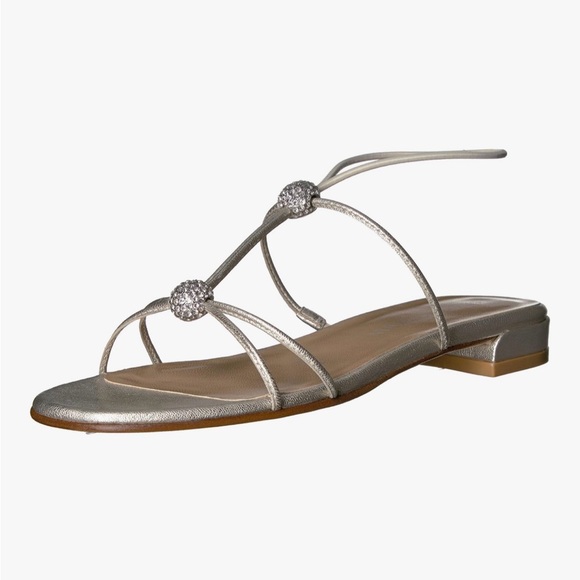 Stuart Weitzman Shoes - Stuart Weitzman Metallic Silver Flat Sandals